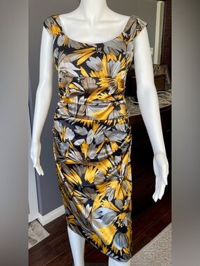 London Times Bold Floral Dress Rushed Satin